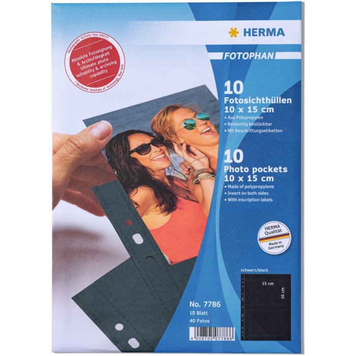 Fundas visibles Fotophan 10x15cm apaisadas negro 10 fundas