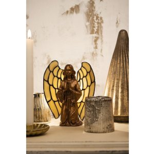 LumiLamp 5LL-9246 Lámpara de mesa Tiffany Angel 16x10x18 cm Vidrio Tiffany Beige
