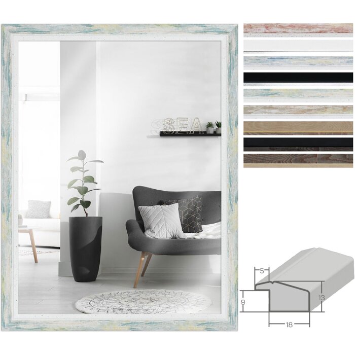 Espejo de pared H490 Moderno en múltiples colores y tamaños 10x10 hasta 50x70 cm