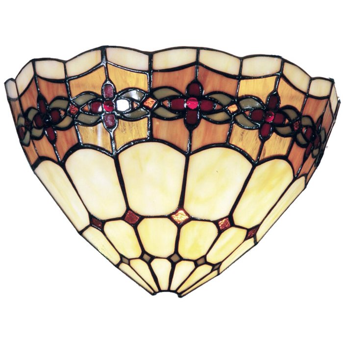 LumiLamp 5LL-9884 Lámpara de Pared Tiffany 30x14x20 cm Triángulo Rosa de Cristal Marrón Beige