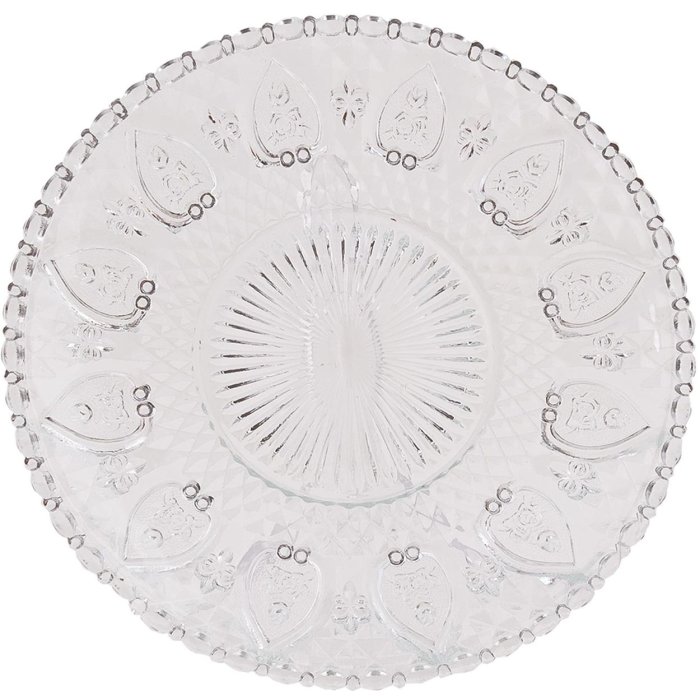Clayre & Eef 6GL0226 Plato llano Ø 22 cm Plato llano redondo de cristal