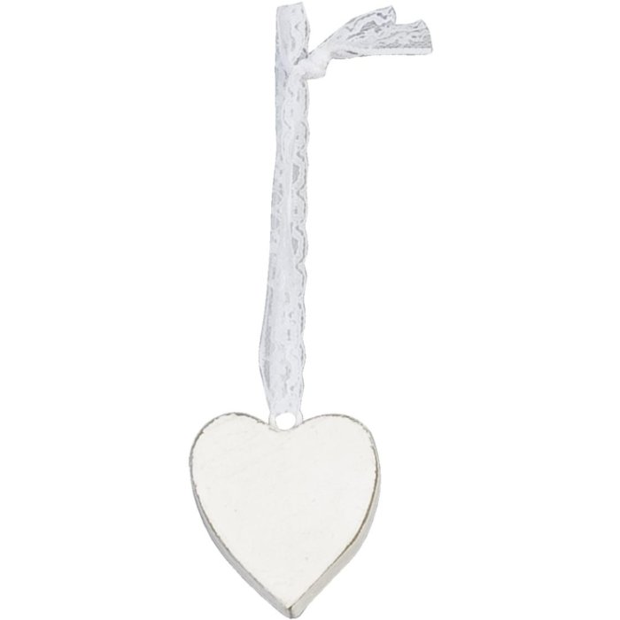 Elegante corazón de madera esmaltado en blanco