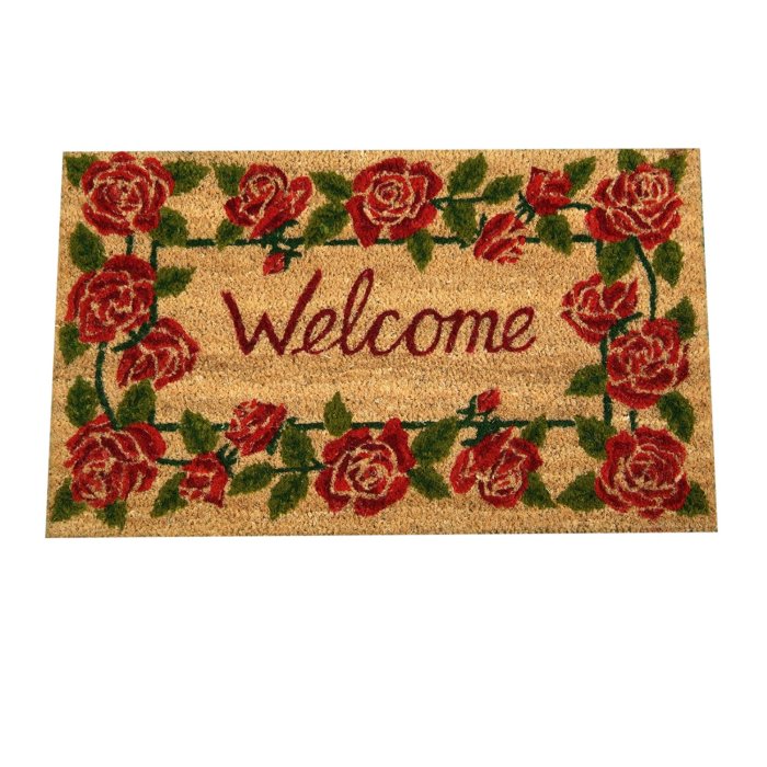Clayre & Eef Felpudo de bienvenida con decoración de rosas 75x45 cm