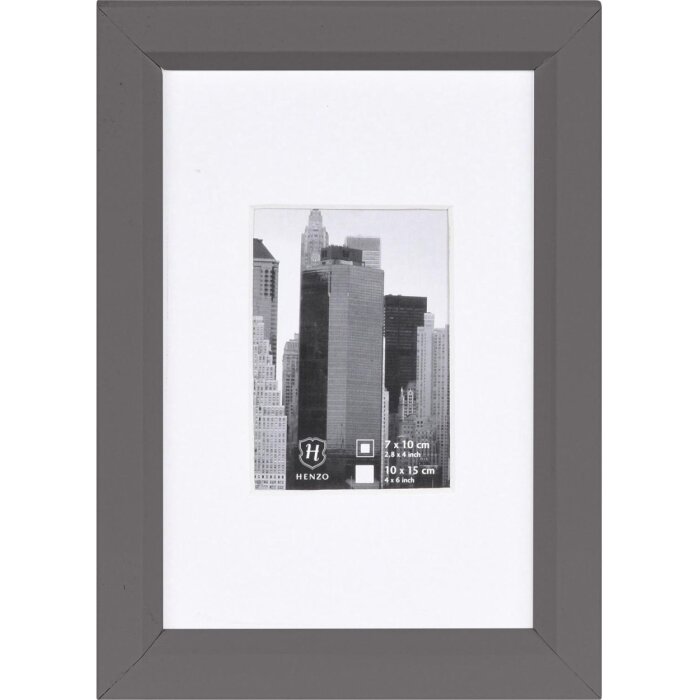 Henzo Marco de plástico Metallica gris oscuro 10x15 cm con passepartout 5x7 cm