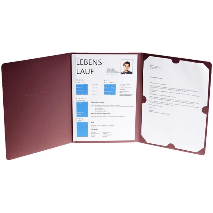 Carpeta de aplicación 3 piezas con carril clip burdeos