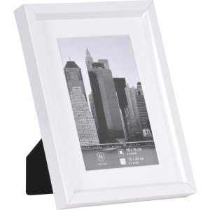 Henzo marco de plástico METALLICA blanco 15x20 cm con passe-partout 10x15 cm
