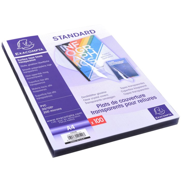 Paquete de 100 fundas de PVC para DIN A4, 0,2 mm