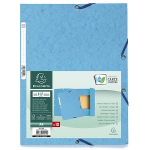 Carpeta con 3 solapas y banda elástica Cartulina Manila 400g-m2 - A4 Turquesa