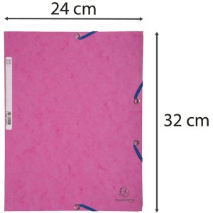 Carpeta con 3 solapas y banda elástica Cartulina Manila 400g-m2 - A4 Rosa