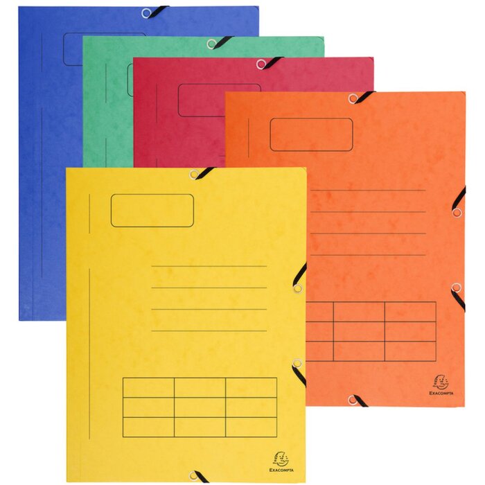 Carpeta con banda elástica, 3 solapas e impresión organizativa de cartón Manila de 355 g, para formato A4, colores surtidos
