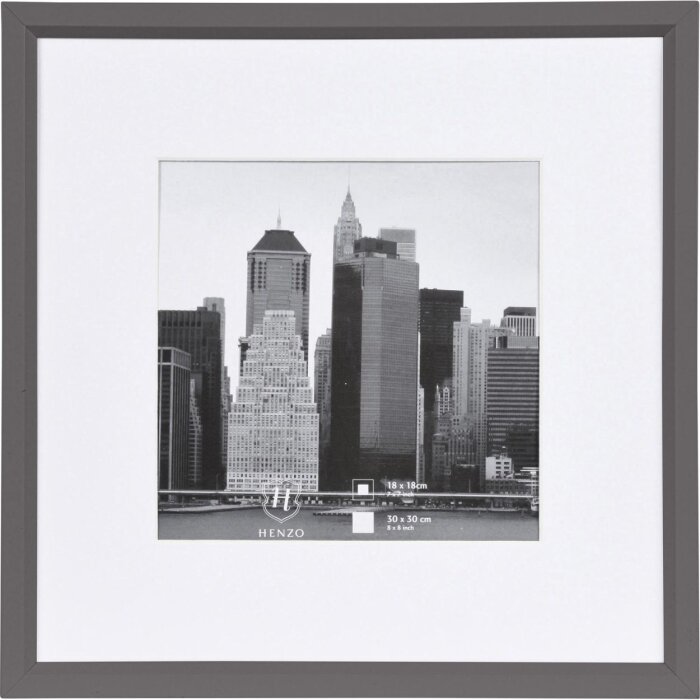 Henzo Marco de plastico METALLICA 30x30 cm gris oscuro con passepartout 18x18 cm