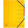 Organizador de cartón Manila 400g grapado con 7 compartimentos y banda elástica, para formato DIN A4 colores surtidos