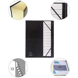 Carpeta organizadora 12 compartimentos con letras de plástico 1-12 Ordonator, para formato DIN A4