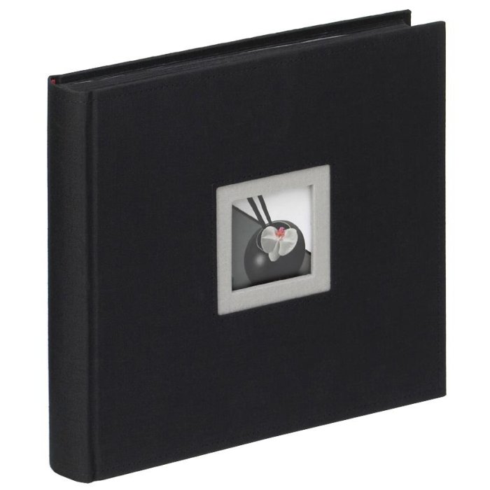 Walther Álbum de fotos de lino NEGRO BLANCO negro 26x25 cm 50 páginas negras