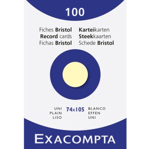Paquete de 100 fichas sin perforar, DIN A7 74x105mm,...