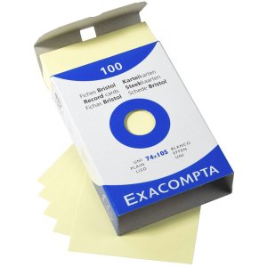 Paquete de 100 fichas sin perforar, DIN A7 74x105mm, 205g, en blanco Amarillo