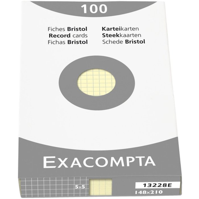 Exacompta fichas A5 cuadriculadas sin perforar 100 unidades amarillo