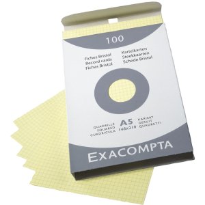 Exacompta fichas A5 cuadriculadas sin perforar 100 unidades amarillo