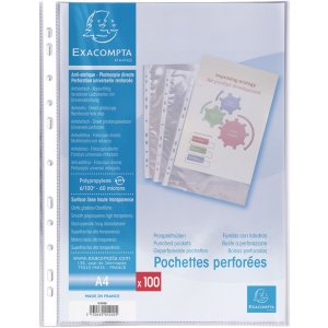Bolsillos A4 PP liso 60µ 100 unidades