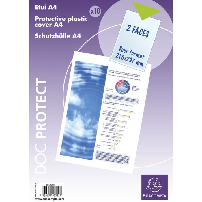 Paquete de 10 fundas protectoras individuales de PVC liso de 150µ, para formato A4