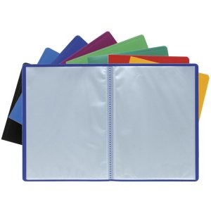 Carpeta transparente de PP blando de 300µ con 80 bolsillos granulados, opaca, para formato DIN A4 Colores surtidos