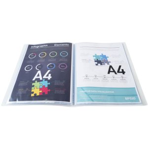 Carpeta expositora PP 500µ con 20 bolsillos Krea Cover, A4 cristal