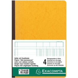 Encuadernado multicolumna con 4 columnas en 1 página y 34 líneas 40 hojas, 110 g, DIN A4