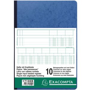 Cuaderno multicolumna encuadernado con 10 columnas en 2 páginas y 34 líneas 40 hojas, 110 g, DIN A4