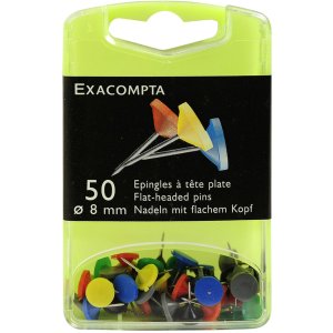 Agujas cabeza plana blister 50 unidades colores surtidos