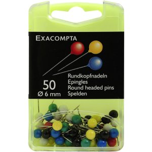 Agujas cabeza redonda blister 50 unidades colores surtidos