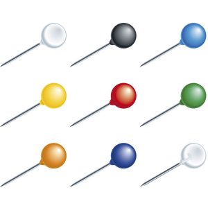 Agujas cabeza redonda blister 50 unidades colores surtidos