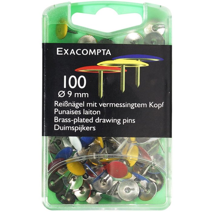 Alfileres de dibujo caja blister 10 unidades colores surtidos