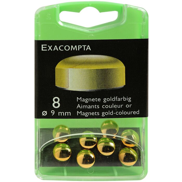 Caja de 8 Imanes, Ø9mm Oro