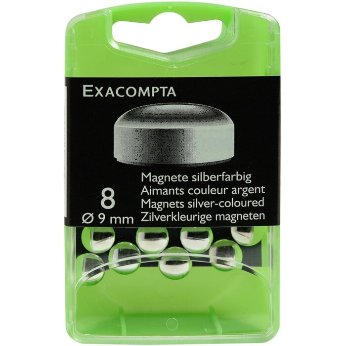 Caja de 8 imanes, Ø9mm plata