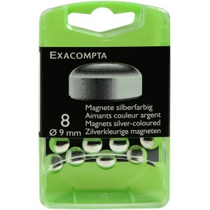 Caja de 8 imanes, Ø9mm plata