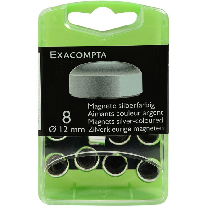 Caja de 8 imanes, Ø12mm plata