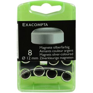Caja de 8 imanes, Ø12mm plata