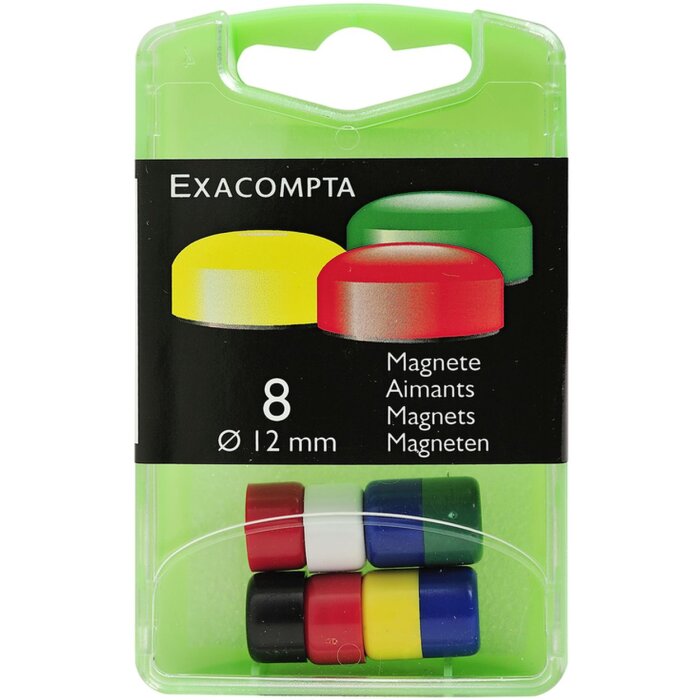 Caja de 8 imanes, Ø12mm colores surtidos