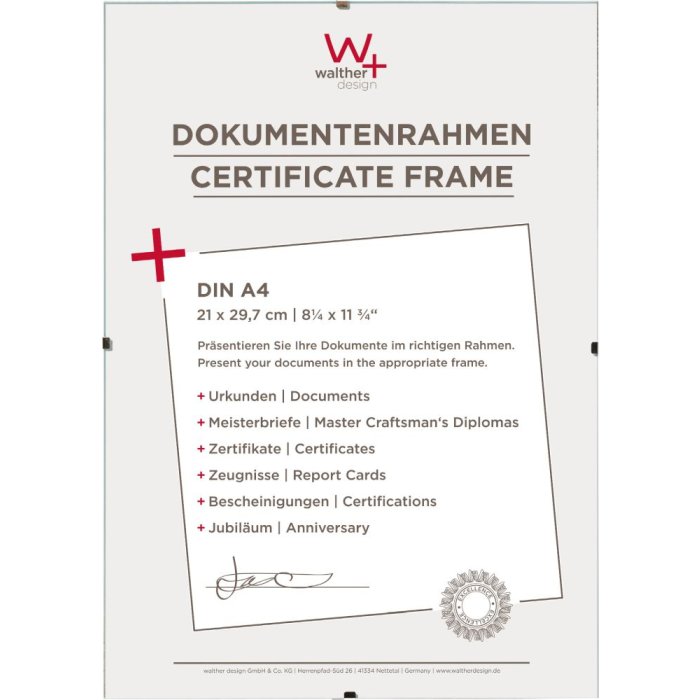 Walther marco de clip DIN A4 - cristal transparente 21x29,7 cm