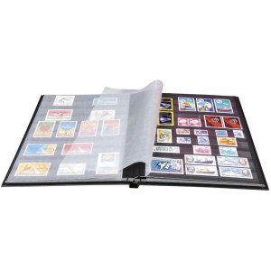 Exacompta álbum de sellos tapa de polipiel negro 48 páginas 22,5x30,5 cm