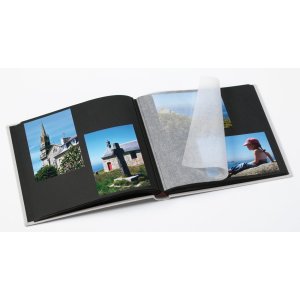 Walther Álbum de Fotos Lino NEGRO BLANCO 30x30 gris 50 páginas negras