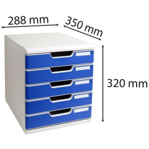 Cajonera A4+ con 5 cajones gris claro-azul