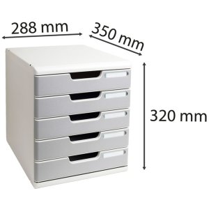 Cajonera A4+ con 5 cajones gris claro-gris piedra