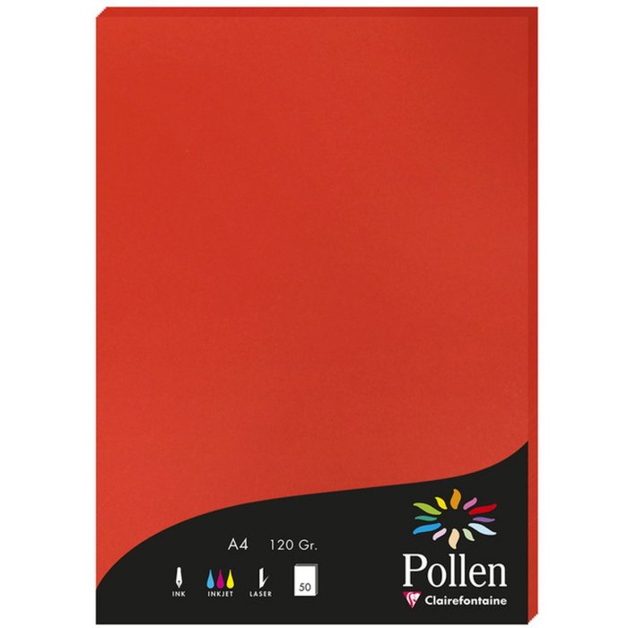 Papel de polen A4 120 g 50 hojas rojo coral
