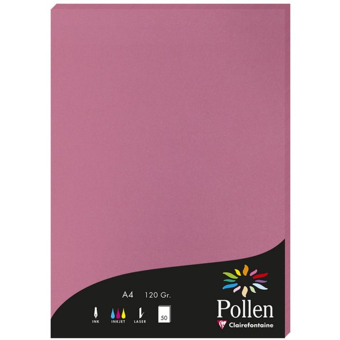 50 hojas de papel Polen, DIN A4, 120 g Rosa Hortensia