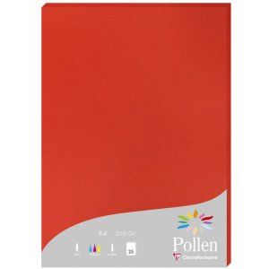 Papel A4 Polen 210g rojo coral 25 hojas