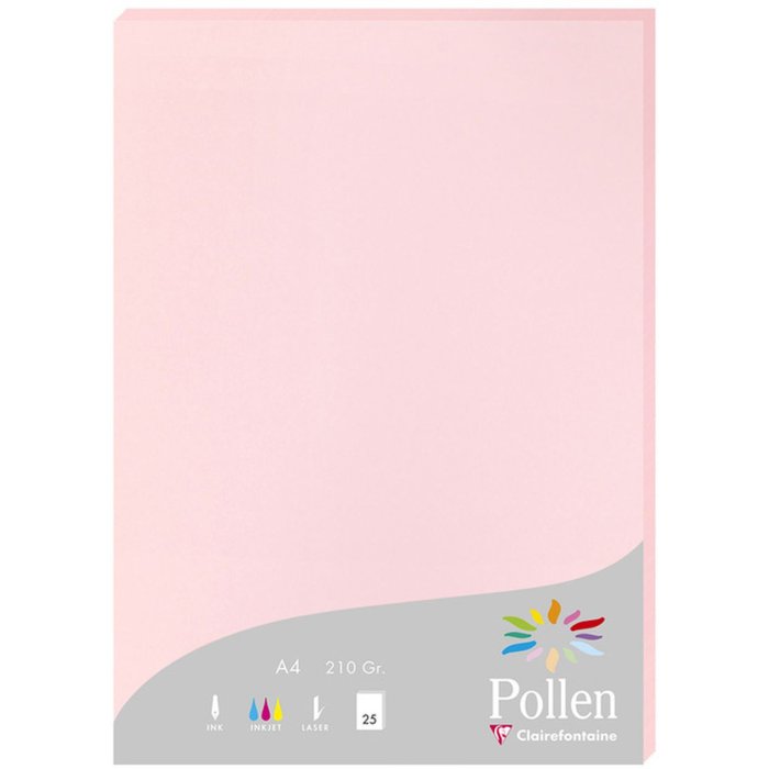 Papel A4 Polen 210g rosa 25 hojas