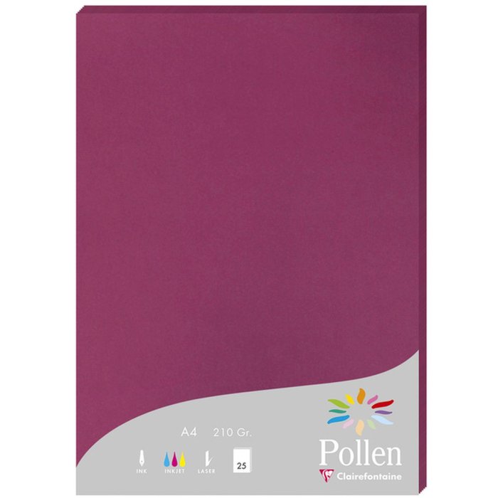 Papel A4 Polen 210g frambuesa 25 hojas