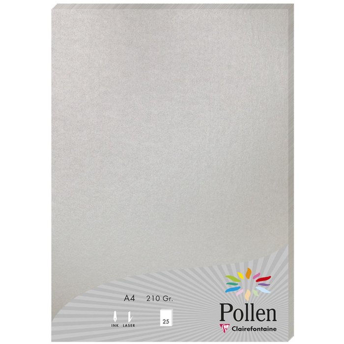 Papel A4 Polen 210g plata 25 hojas