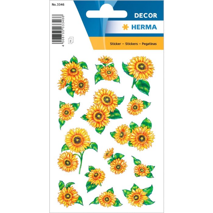 Pegatinas HERMA girasoles de la serie DECOR autoadhesivas